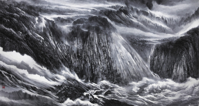 上海会员张弛画作《怒涛》