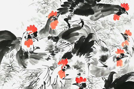 上海会员谢建科画作《报晓图》